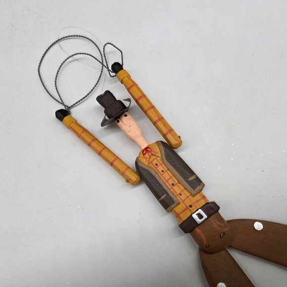 Vintage Dept 56 Carved Articulated Wooden Cowboy Gaucho - Philippines - Picture 2 of 7